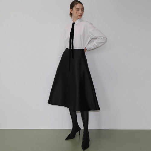 Mikado silk A-line Skirt BLACK